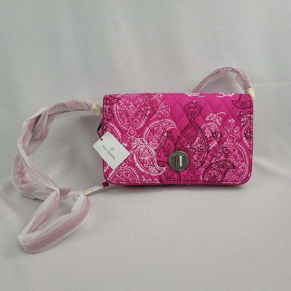 Vera Bradley Turnlock Crossbody Stamped Paisley Faux Leather Trim Purse - Picture 16 of 16